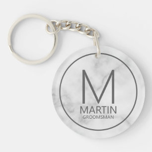 Marble Modern Personalised Monogram&Name Groomsmen Key Ring