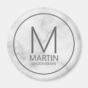 Marble Modern Personalised Monogram&Name Groomsmen Magnet