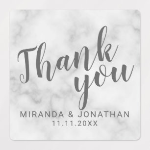 Marble Modern Script Wedding Favour Thank You