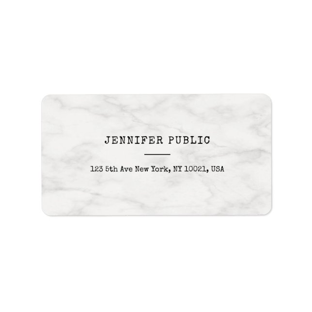 Marble Modern Simple Personalised Template Address Label (Front)