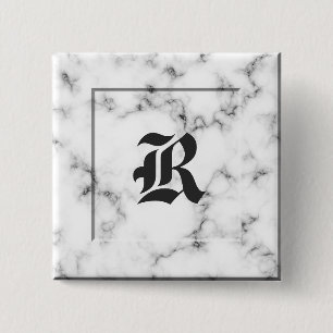Marble monogram 15 cm square badge