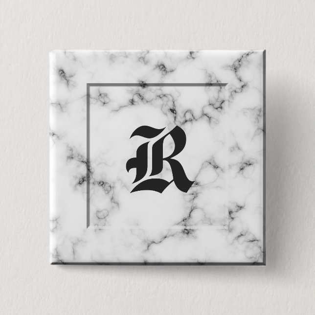 Marble monogram 15 cm square badge (Front)