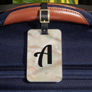 Marble Monogram Custom Name Initial Gift Luggage Tag