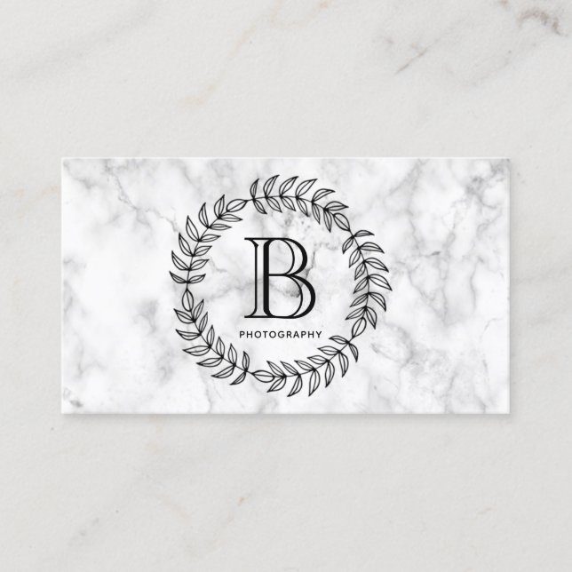 Marble Monogram Fashion Stylish Elegant Business Card (Front)