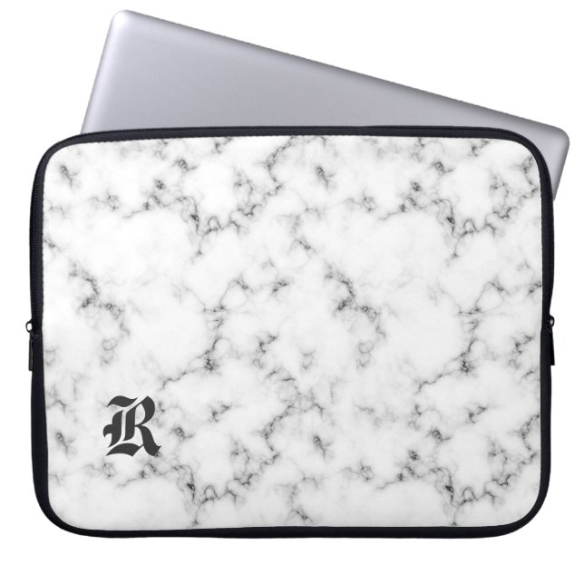 Marble monogram laptop sleeve (Front)