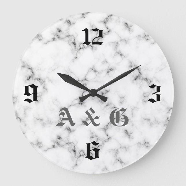Marble monogram large clock (Front)