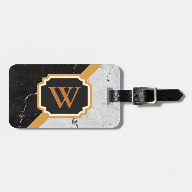 Marble Monogram Luggage Tag (Front Horizontal)