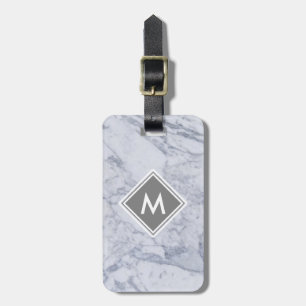 Marble Monogram Luggage Tag w/ leather strap