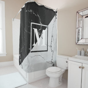 Marble Monogram Shower Curtain