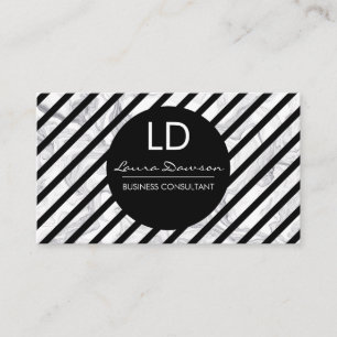 Marble Monogram Stripes Business Card