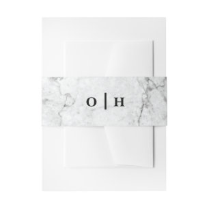Marble monogram wedding invitation belly band