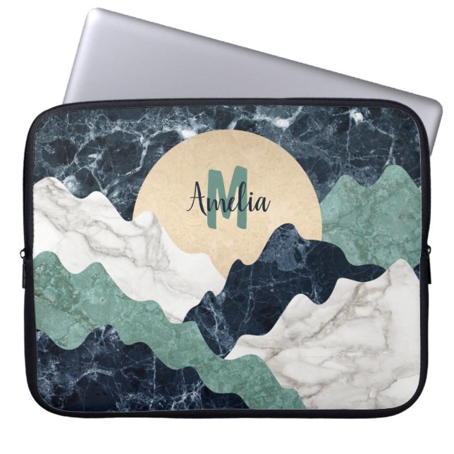 Marble Mountain Landscape Monogram Laptop Sleeve (Front)