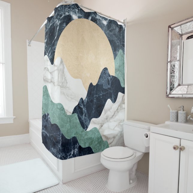 Marble Mountain Landscape Shower Curtain (In Situ)