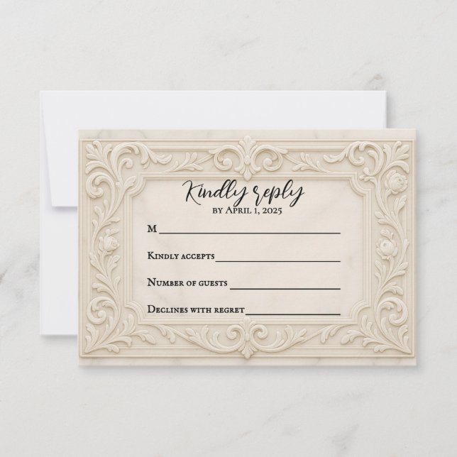 Marble Mystique Wedding RSVP Card (Front)