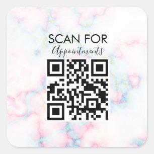 Marble Nail Salon Appointments QR Code Square Sticker