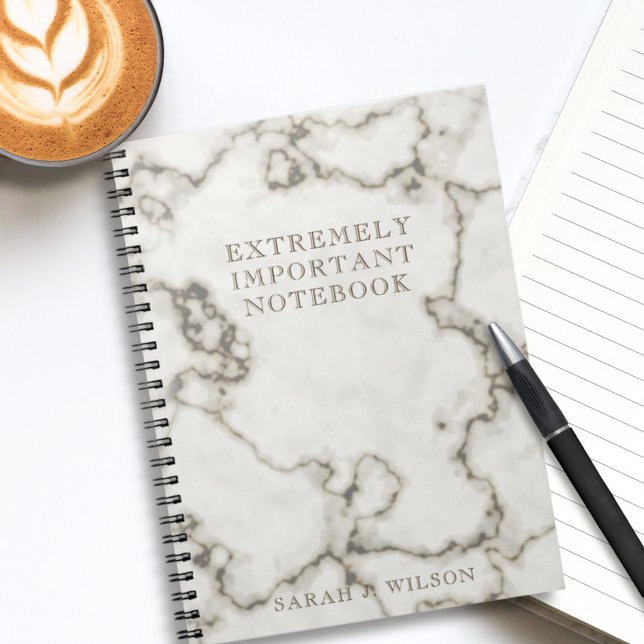 Marble Name Extremely Important Business Notebook (Extremely important notebook for your home office. Just add your name)