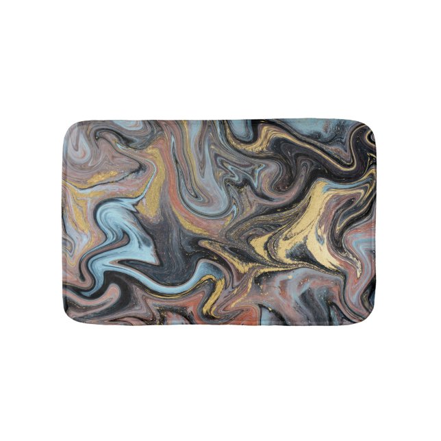Marble Nature Artwork Golden Glitter Bath Mat (Front)