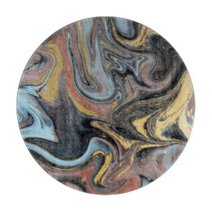 Marble Nature Artwork Golden Glitter Cutting Board