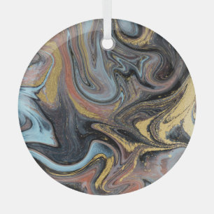 Marble Nature Artwork Golden Glitter Glass Tree Decoration