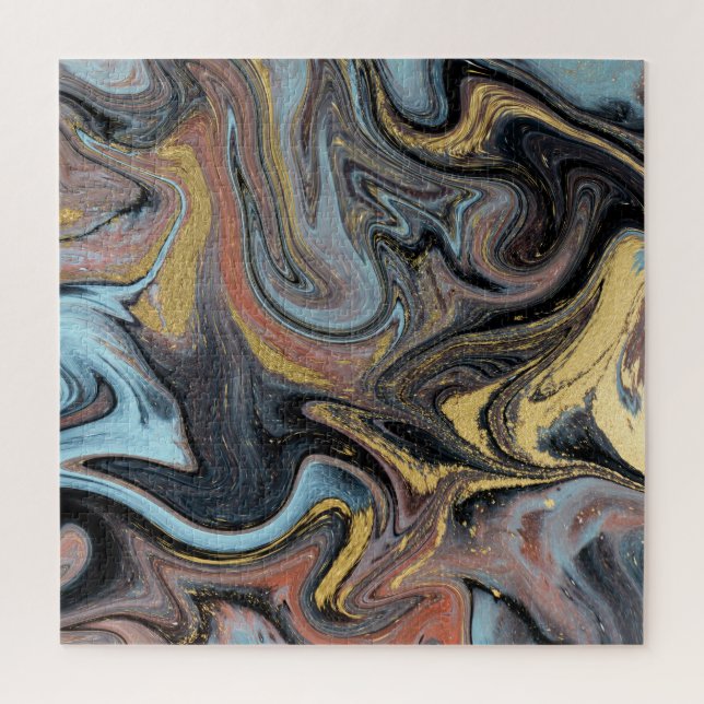 Marble Nature Artwork Golden Glitter Jigsaw Puzzle (Vertical)