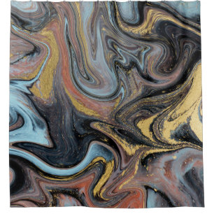 Marble Nature Artwork Golden Glitter Shower Curtain
