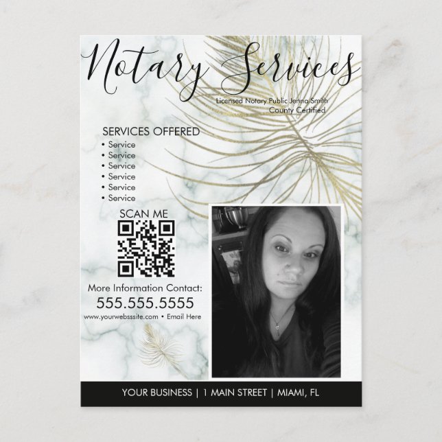 Marble Notary Services Photo Business Flyer Postcard (Front)