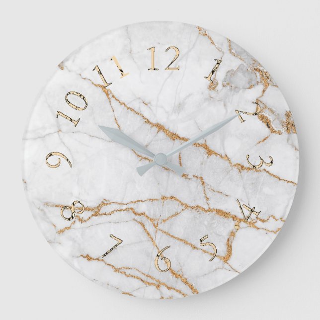 Marble & Old Gold Large Clock (Front)