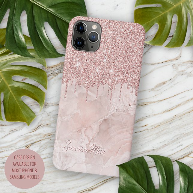 Marble Ombre Blush Pink Rose Gold Glitter Pattern Case-Mate iPhone Case (Creator Uploaded)