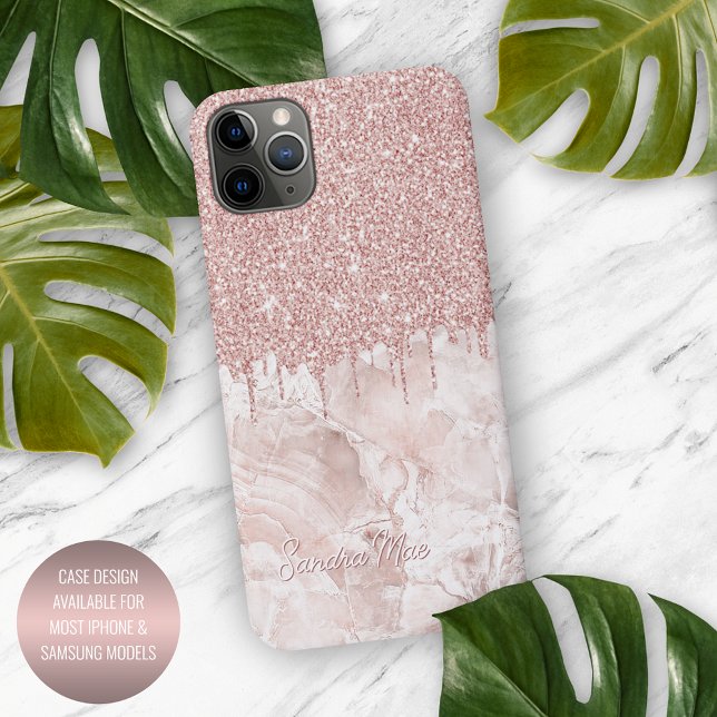 Marble Ombre Blush Pink Rose Gold Glitter Pattern iPhone Case (Creator Uploaded)
