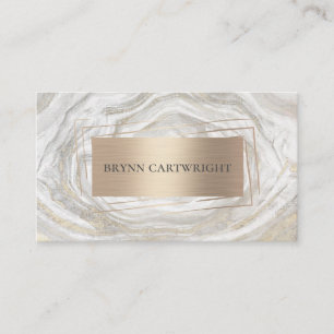 Marble Paint White and Gold Modern Elegant Business Card