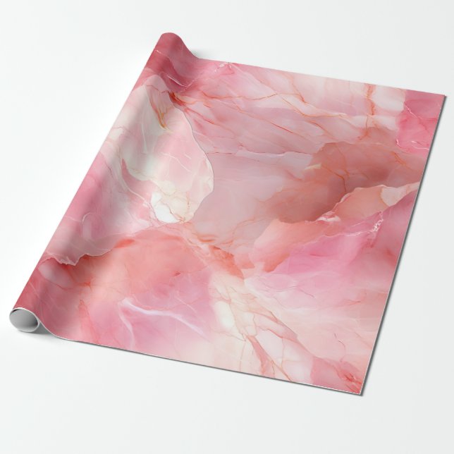 Marble Pastel Pink Wrapping Paper (Unrolled)