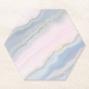 Marble Pastel Stone Texture Glitter Watercolor Paper Coaster