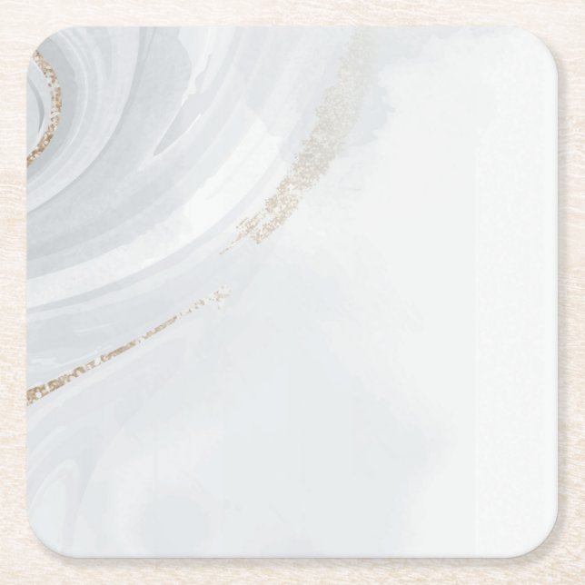 Marble Pastel Stone Texture Glitter Watercolor Square Paper Coaster (Front)