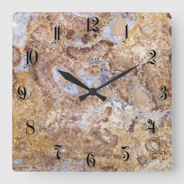 Marble pattern background square wall clock (Front)