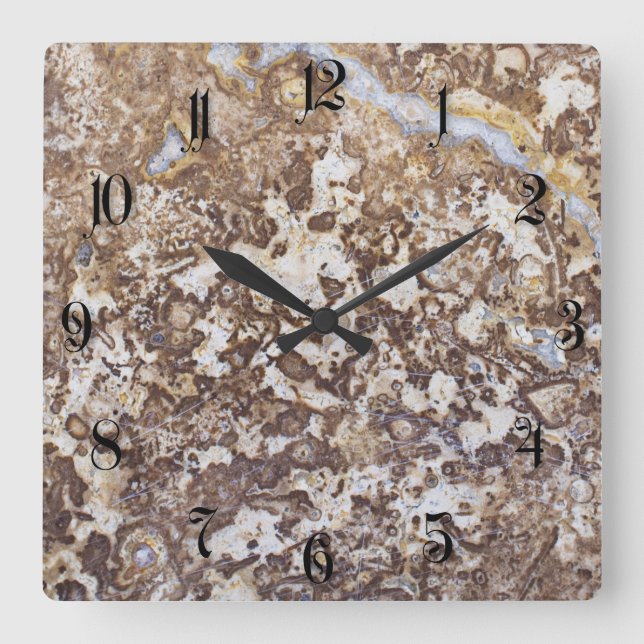 Marble pattern background square wall clock (Front)