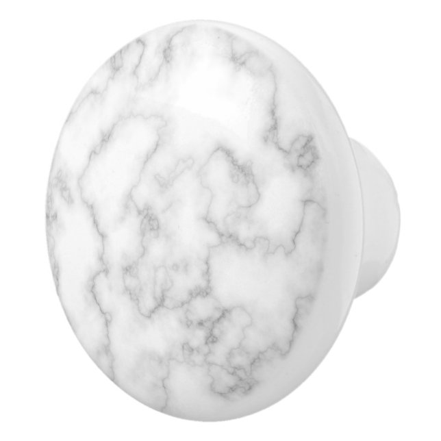 Marble Pattern Grey White Marbled Stone Background Ceramic Knob (Right)