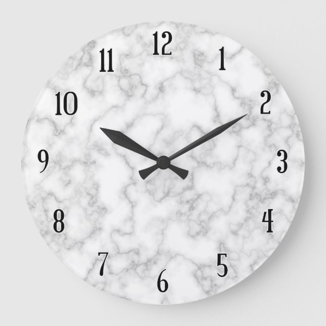 Marble Pattern Grey White Marbled Stone Background Large Clock (Front)