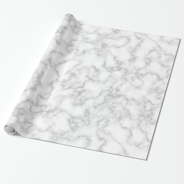Marble Pattern Grey White Marbled Stone Background Wrapping Paper (Unrolled)