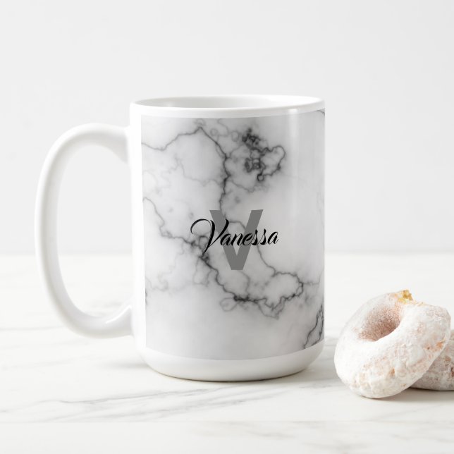 Marble Pattern Personalisation Coffee Mug (With Donut)