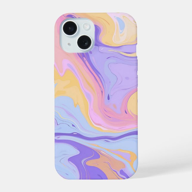 Marble Pattern Purple Pink Abstract Colourful iPhone 15 Case (Back)