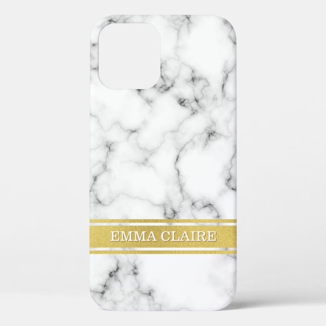 Marble Pattern with Gold Name Plate Case-Mate iPhone Case (Back)