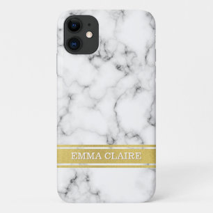 Marble Pattern with Gold Name Plate iPhone 11 Case
