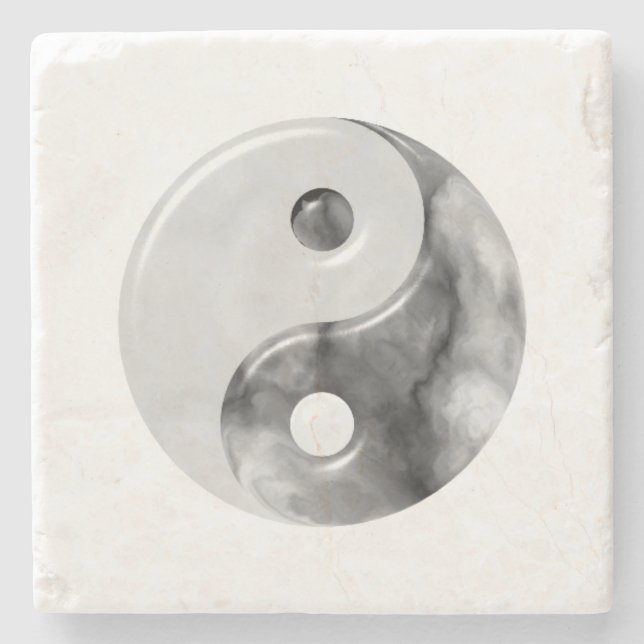 Marble Pattern Yin Yang Stone Coaster (Front)