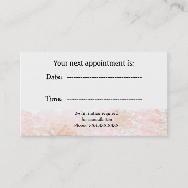 Marble Peach Specialist Appointment Card (Front)