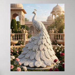 Marble Peacock Royal Glow Poster