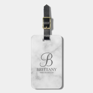 Marble Personalised Bridesmaid's Name and Monogram Luggage Tag