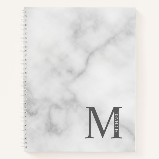 Marble Personalised Elegant Monogram and Name Notebook (Front)