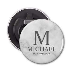 Marble Personalised Groomsman Name and Monogram Bottle Opener