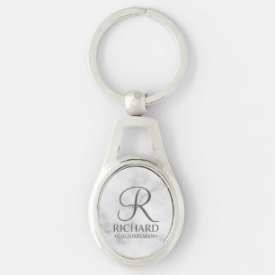 Marble Personalised Groomsman's Name and Monogram Key Ring