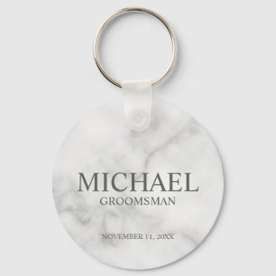 Marble Personalised Groomsman's Name and Monogram Key Ring